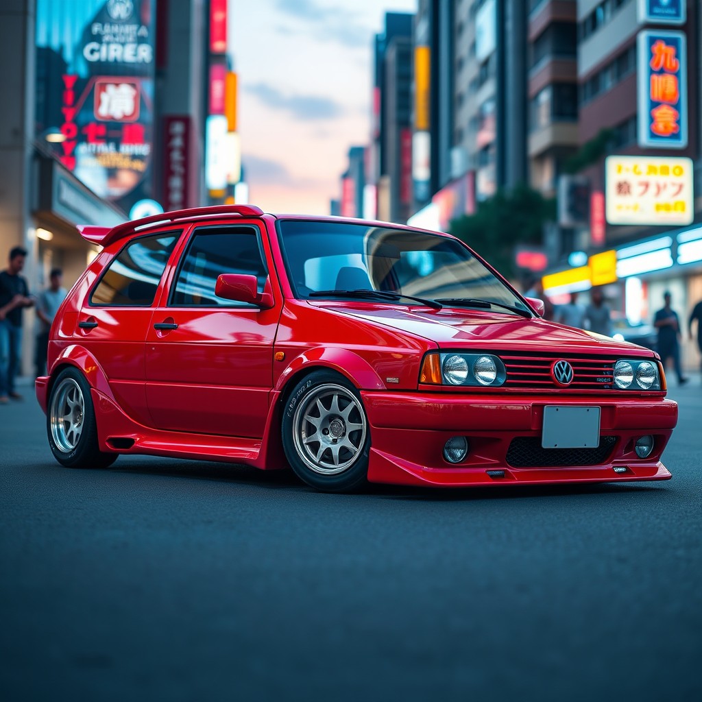 A stunning 1995 Volkswagen Gol featuring a fully custom JDM-inspired body kit that beautifully blends classic Brazilian design with modern Japanese street style