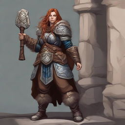 a female dwarven druid in heavy armor casts Wall of stone