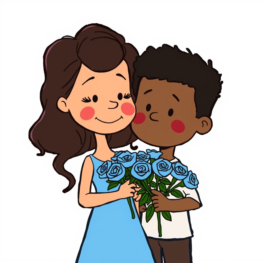 A Peanuts-inspired cartoon illustration of a couple