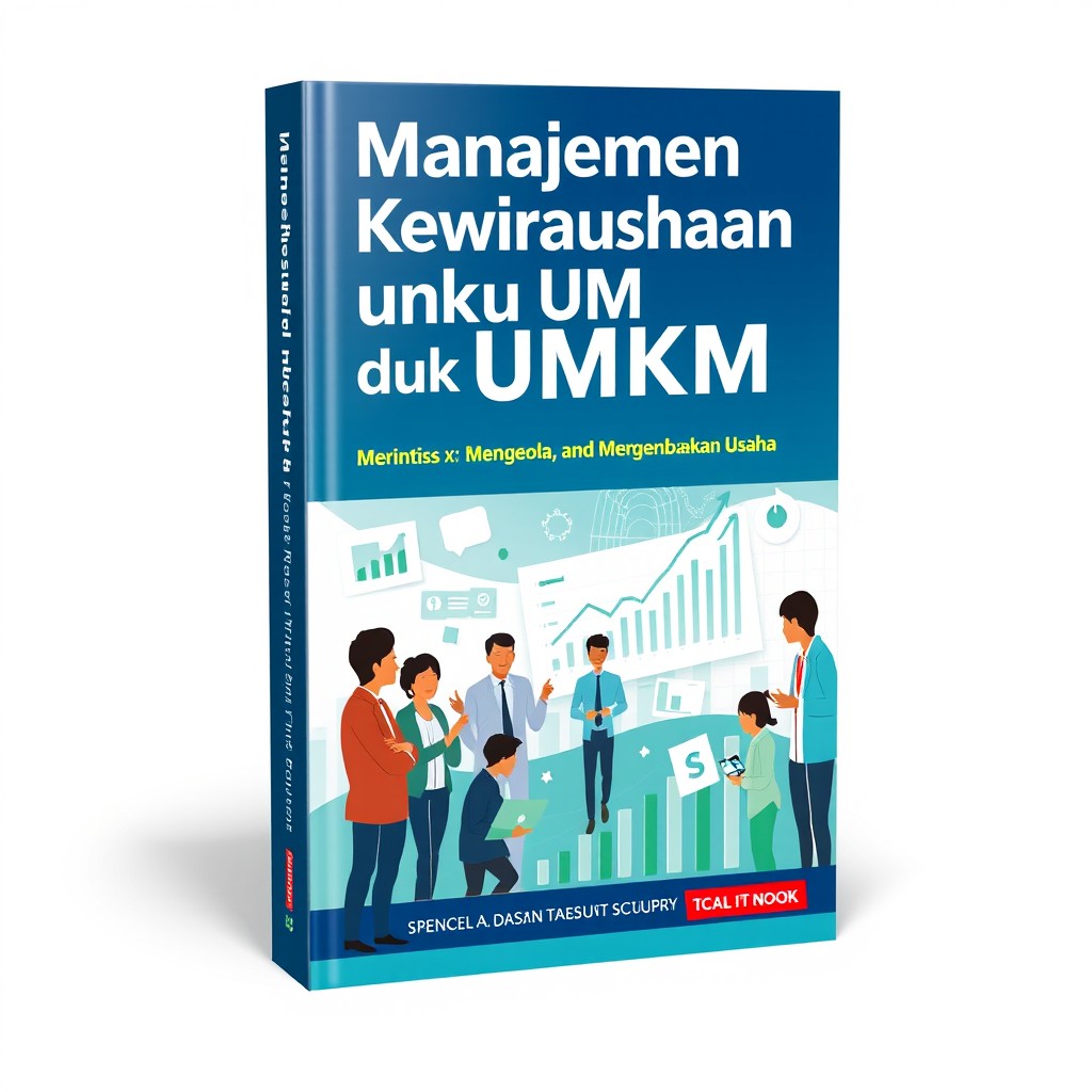 A visually appealing book cover for 'Manajemen Kewirausahaan untuk UMKM: Merintis, Mengelola, dan Mengembangkan Usaha'