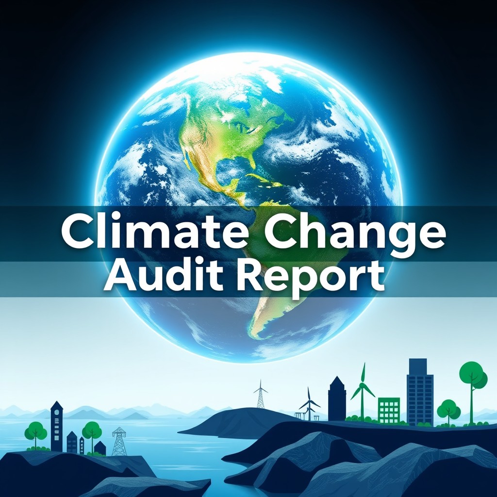 A cover page for a PowerPoint presentation on an audit of climate change