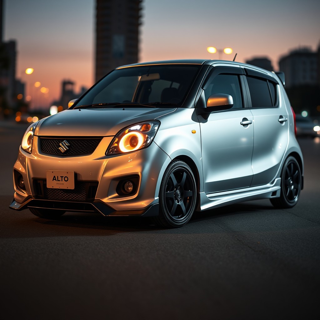 A 2013 Suzuki Alto in metallic silver with a sporty and exclusive masculine design, maintaining original body parts