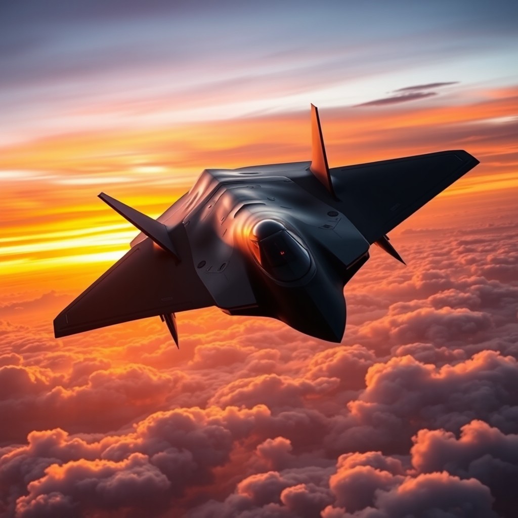 A futuristic fifth-generation stealth fighter jet that combines features of the F-35B and the J-20