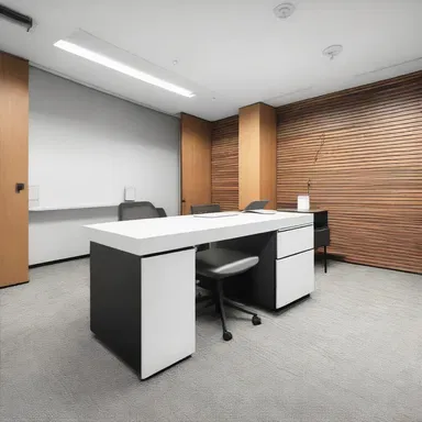 The architect incorporated a sleek serial printer into the office space design, providing a functional and minimalist touch.