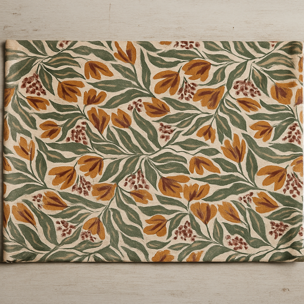 create a realistic full printed placemat on cotton canvas base, make it look more real and not ai generated
