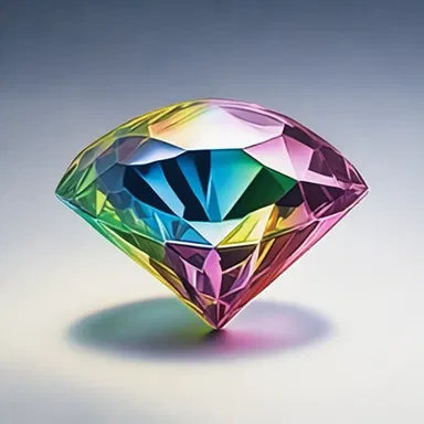 The artist skillfully conveyed the rareness of a rainbow-colored diamond in their stunning painting.
