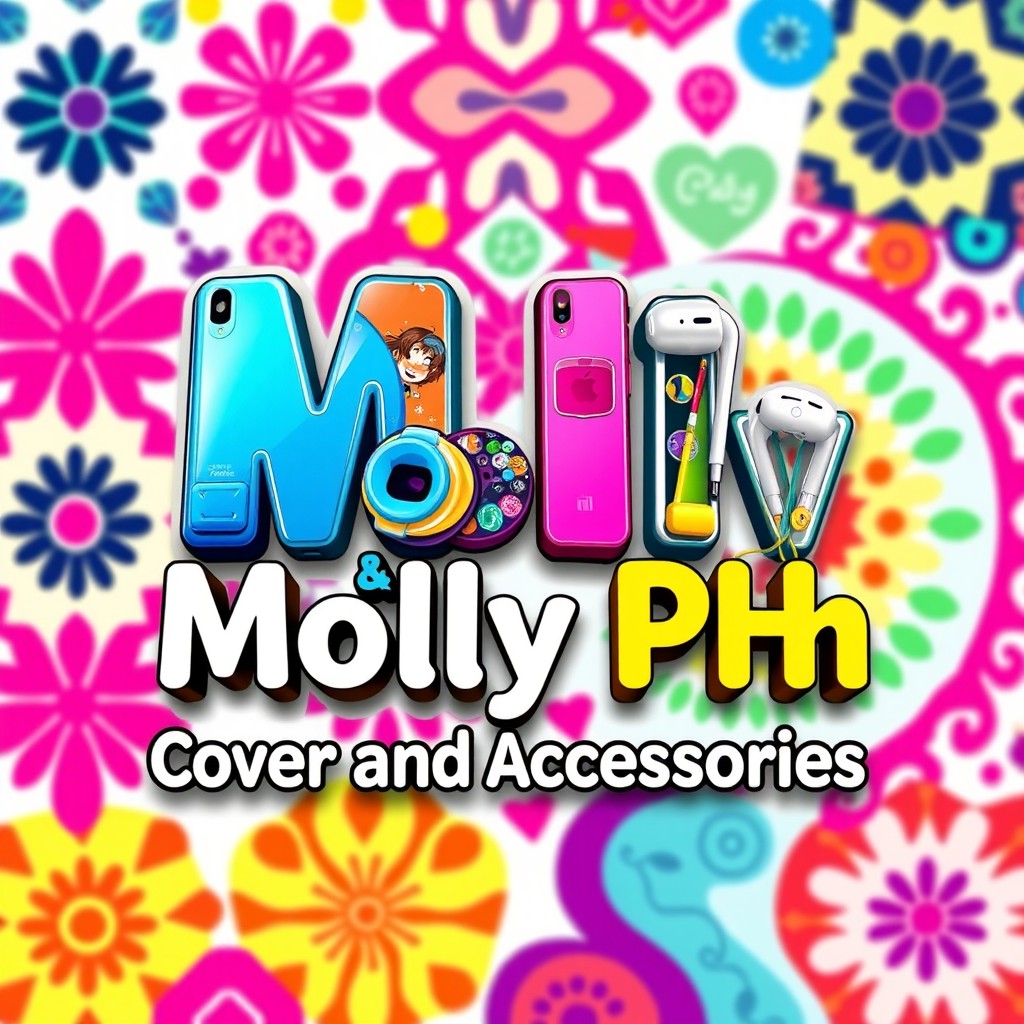 A creatively designed letter art featuring the text "Molly Ph Cover and Accessories" prominently displayed