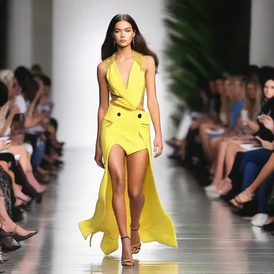 The fashion model flaunted her designer outfit while walking down the runway of the walk-up apartment fashion show.
