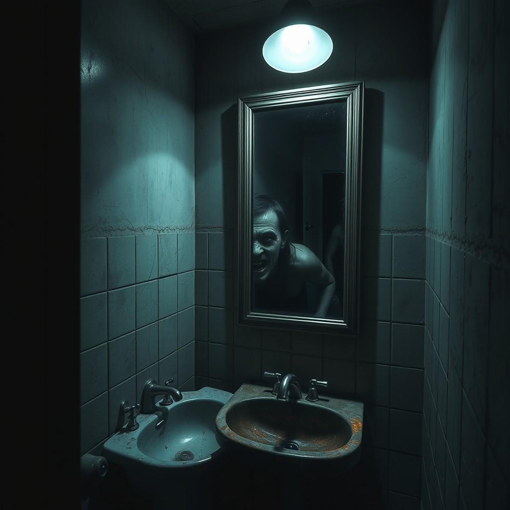 Eerie Reflections: A Haunting Bathroom Experience