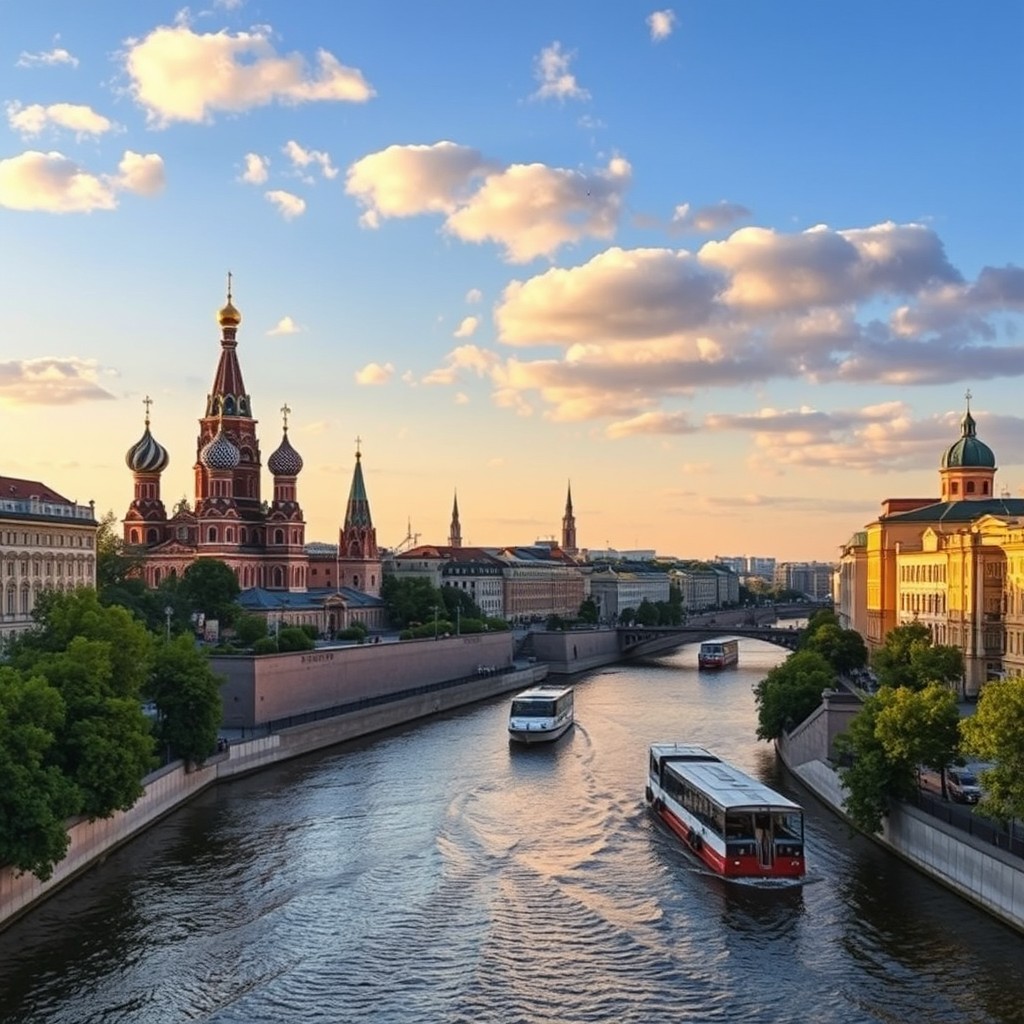 A breathtaking landscape of Saint Petersburg showcasing the iconic architecture and canals of the city