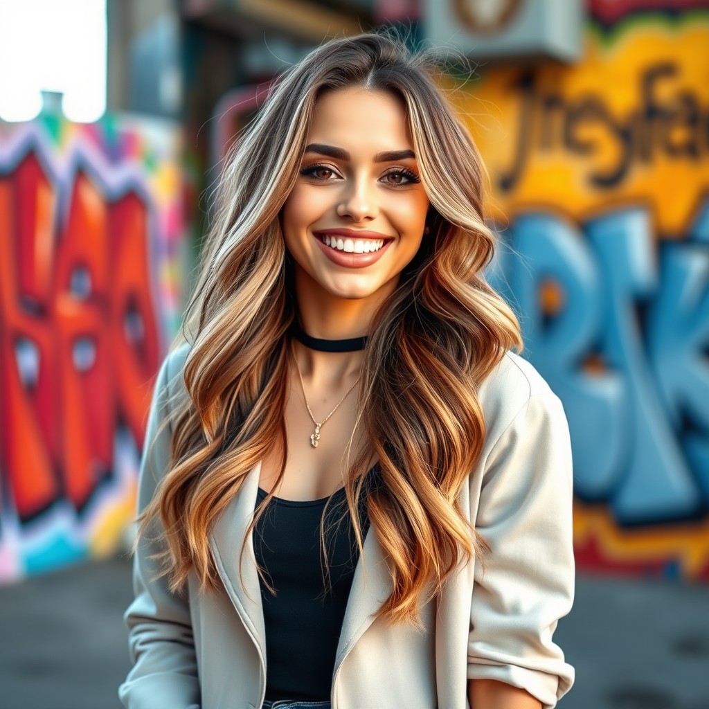 A stylish and captivating portrait of a young woman resembling popular influencer Brooke Monk