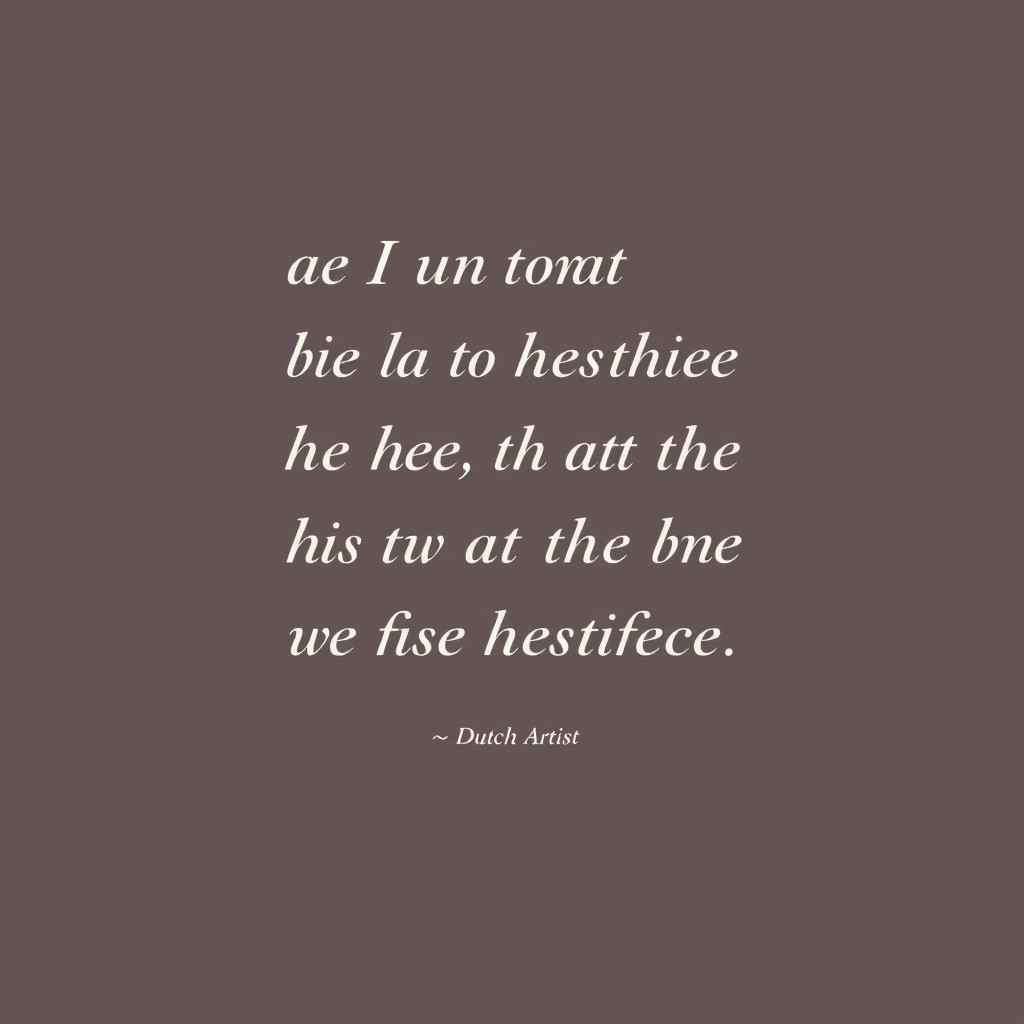 A beautifully designed A4 typography composition featuring an inspiring quote from a Dutch artist, presented in a minimalist style