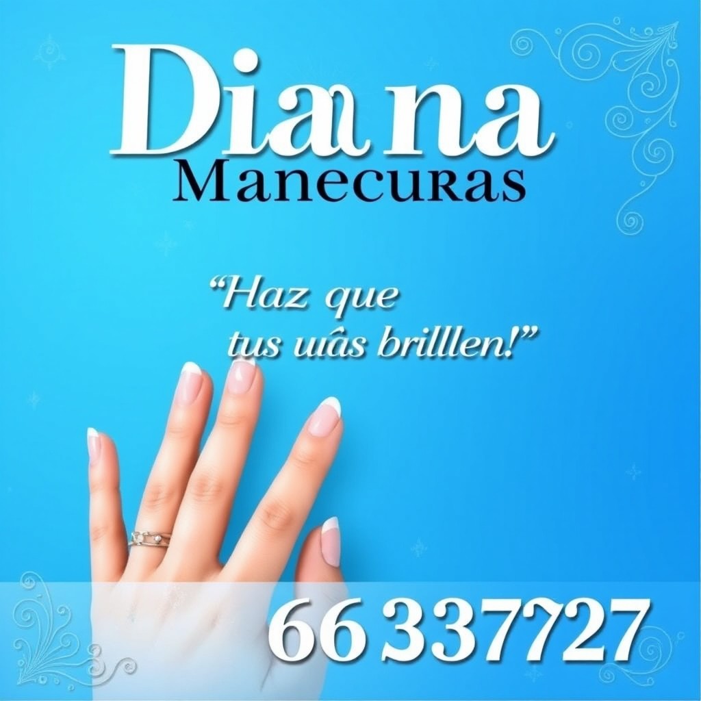 Un cartel publicitario vibrante y atractivo para promover el negocio de manicura de Diana