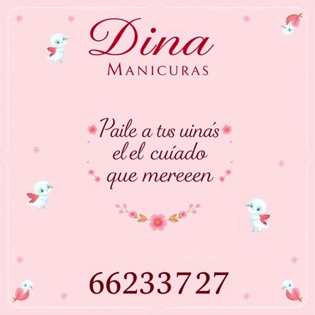 Un cartel publicitario encantador y atractivo para el negocio de manicura de Diana
