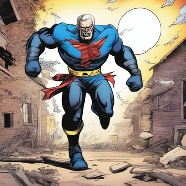 In the comic book, the villain runs roughshod over the innocent townspeople, leaving destruction in their wake.