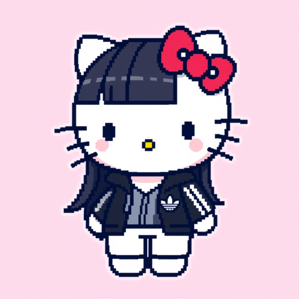 A cute 8-bit version of Hello Kitty, characterized by a clean outline