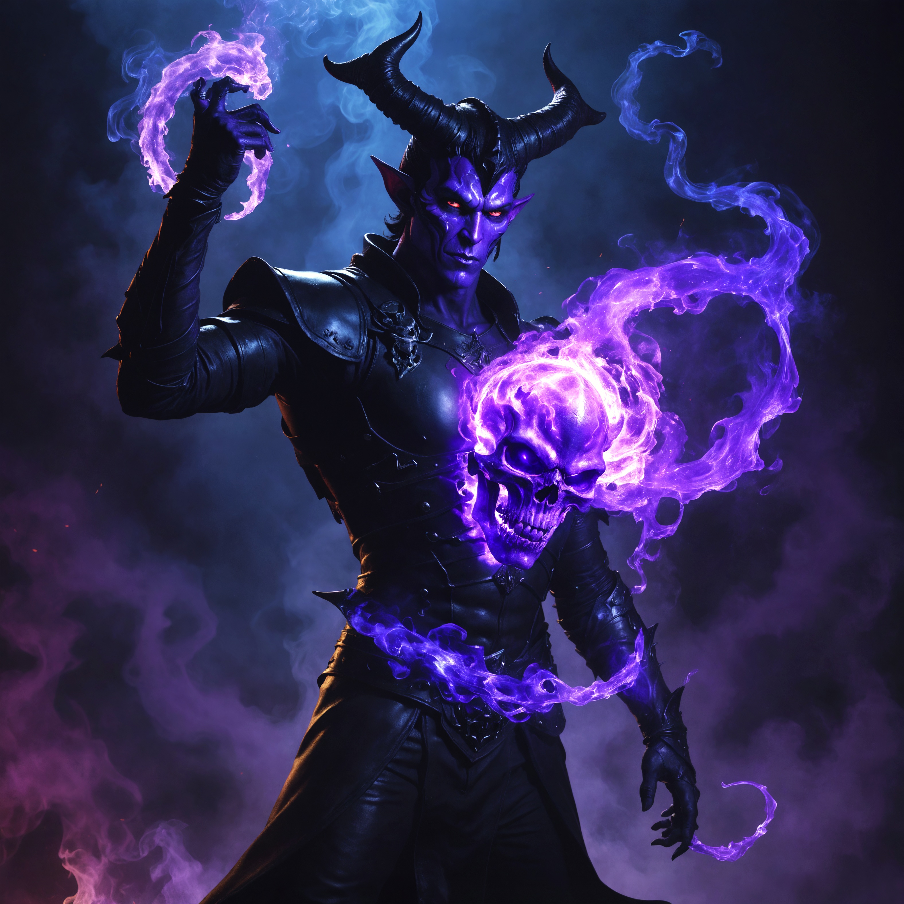 Epic Tiefling Warlock Art: Mastery of Arcane Power