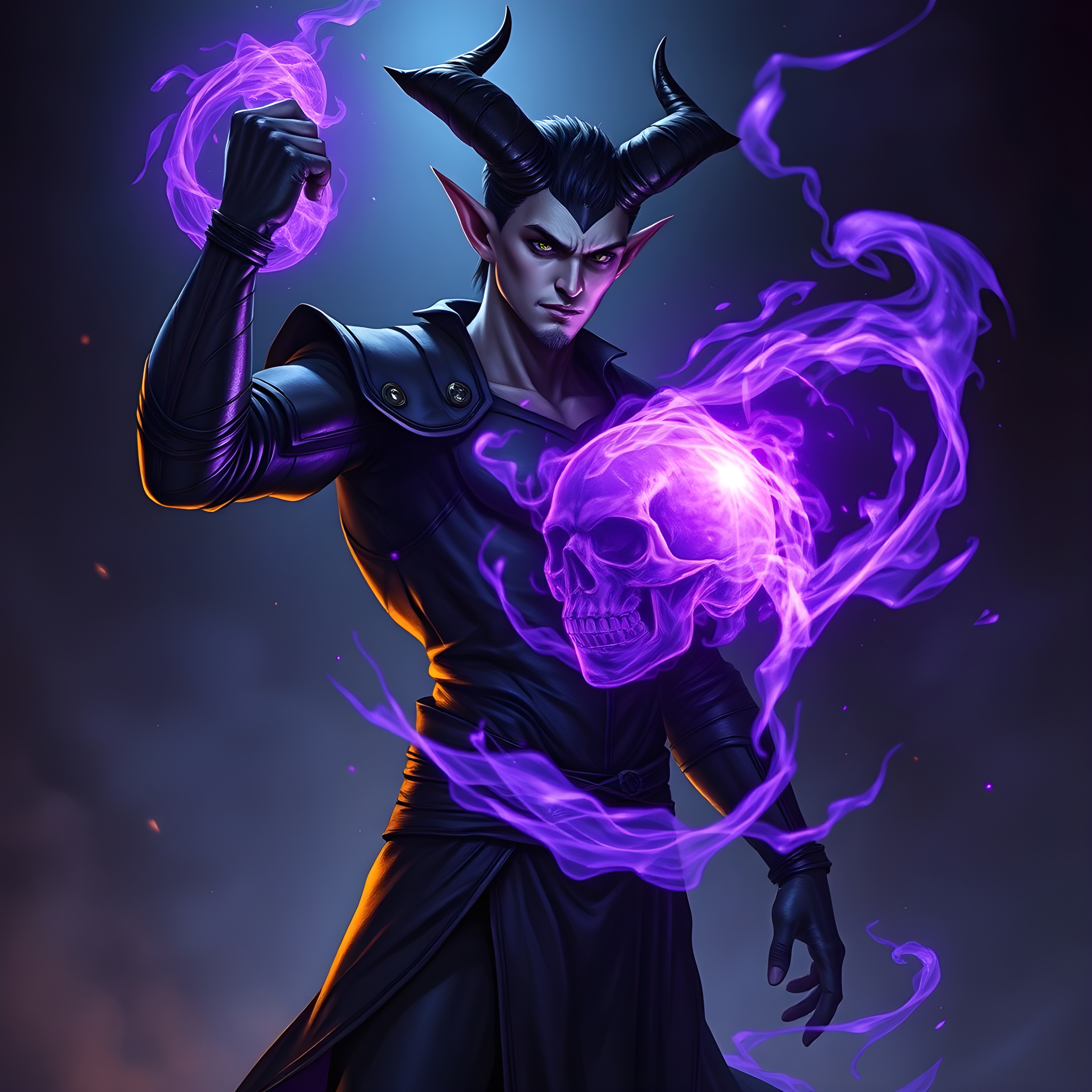 Epic Tiefling Warlock Art: Mastery of Arcane Power