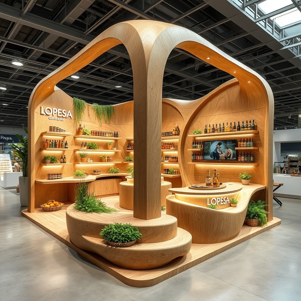 A captivating fair booth for the spice brand LOPESA, designed within a space of 5 meters by 10 meters and 5 meters high