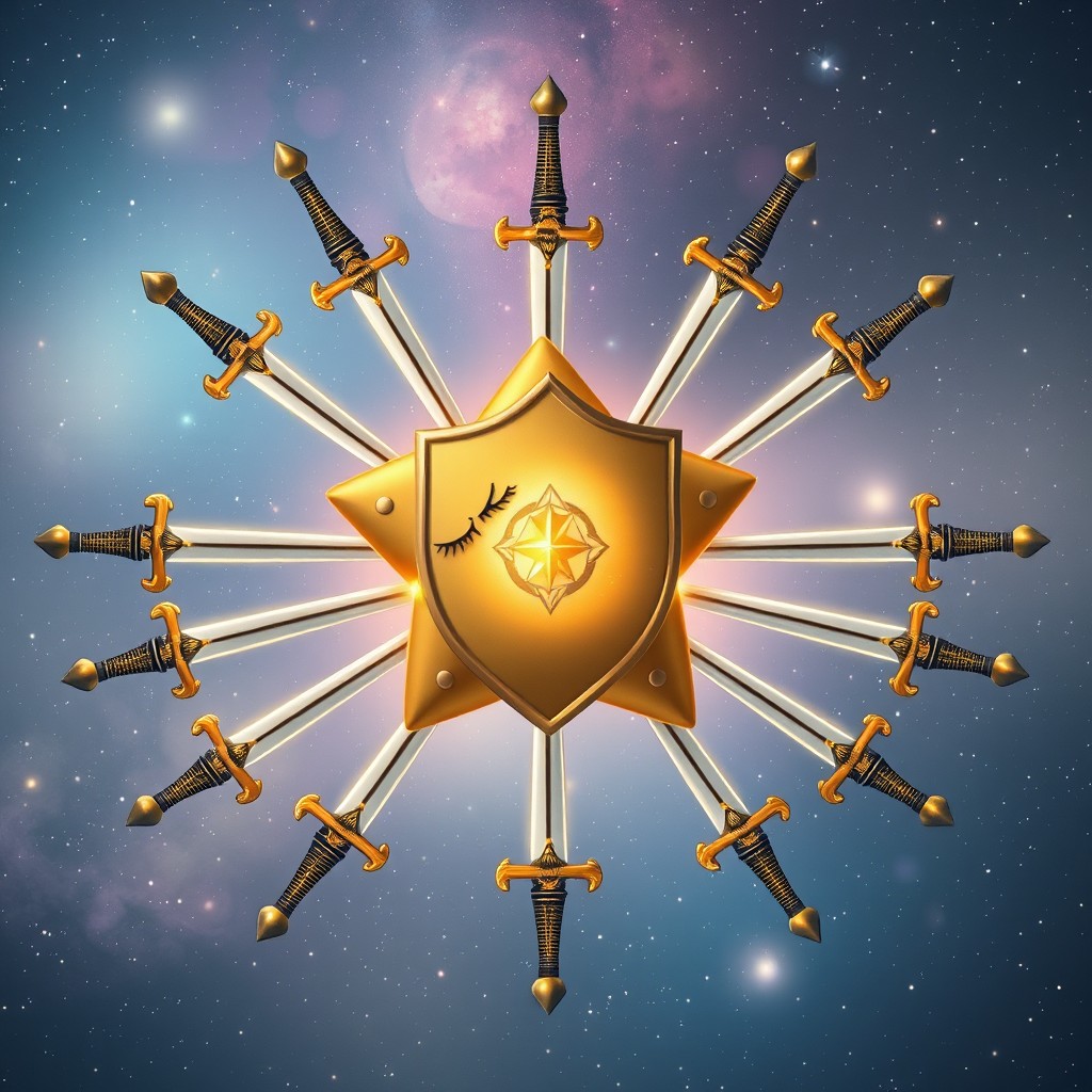 A whimsical scene featuring a sleepy star, its eyes gently closed, floating in a cosmic expanse