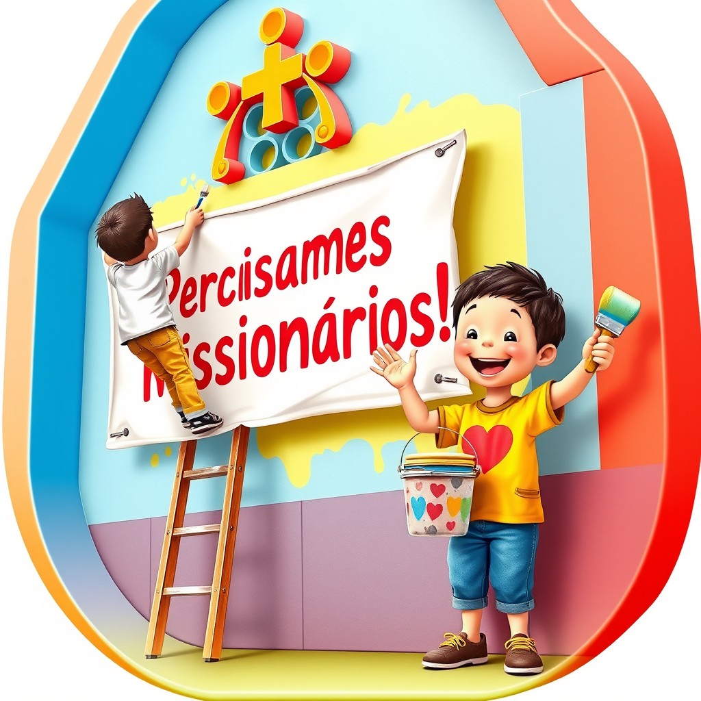 A colorful 3D drawing featuring harmonious warm colors including red, blue, yellow, white, and green