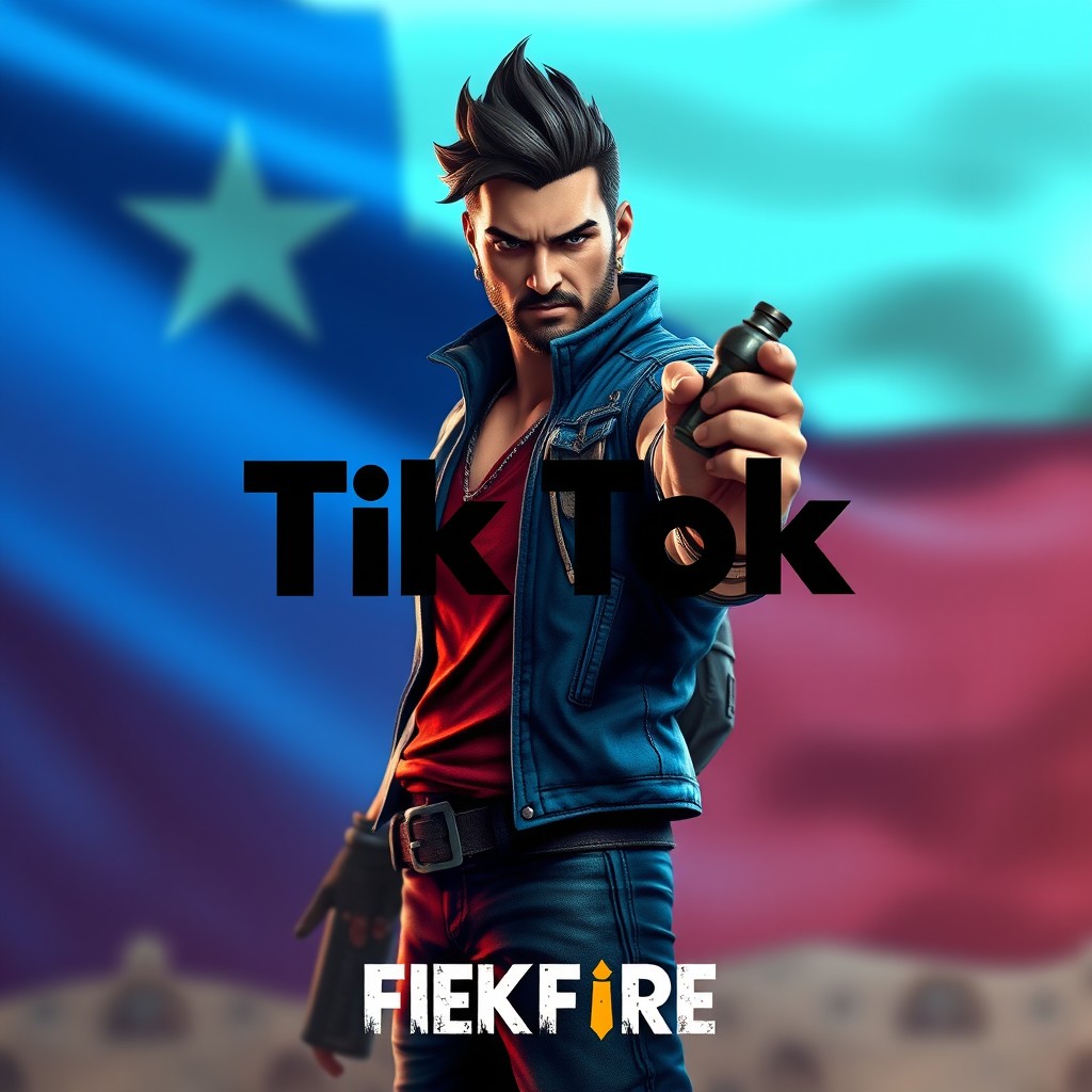 A blurred background featuring the Chilean flag, prominently displaying the colors and design