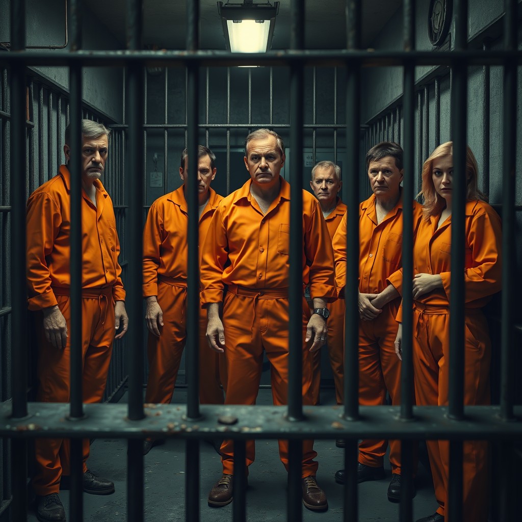 Dramatic Prison Cell Scene with Viktor Orbán and Associates