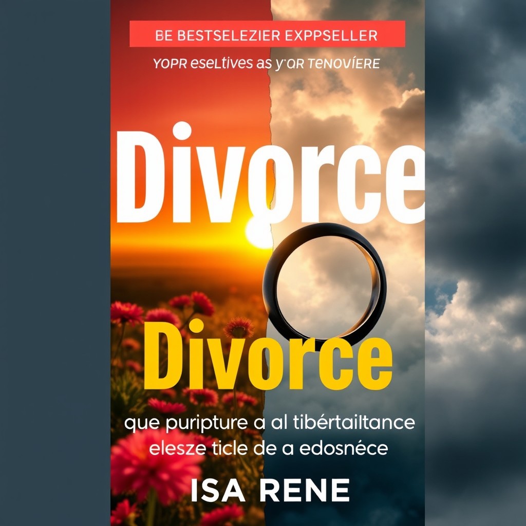 An engaging eBook cover design inspired by bestsellers about divorce, authored by Isa Renée, featuring the title "Divorce : De la Rupture à la Renaissance – Votre Guide pour une Séparation Sereine et une Vie Épanouie"