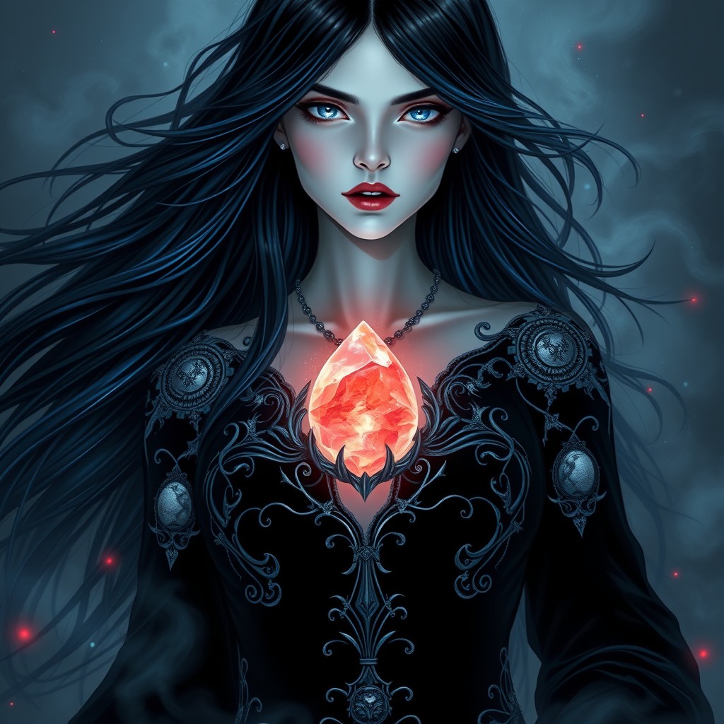 Enchanting Dark Fantasy Woman Illustration | Idyllic AI Art