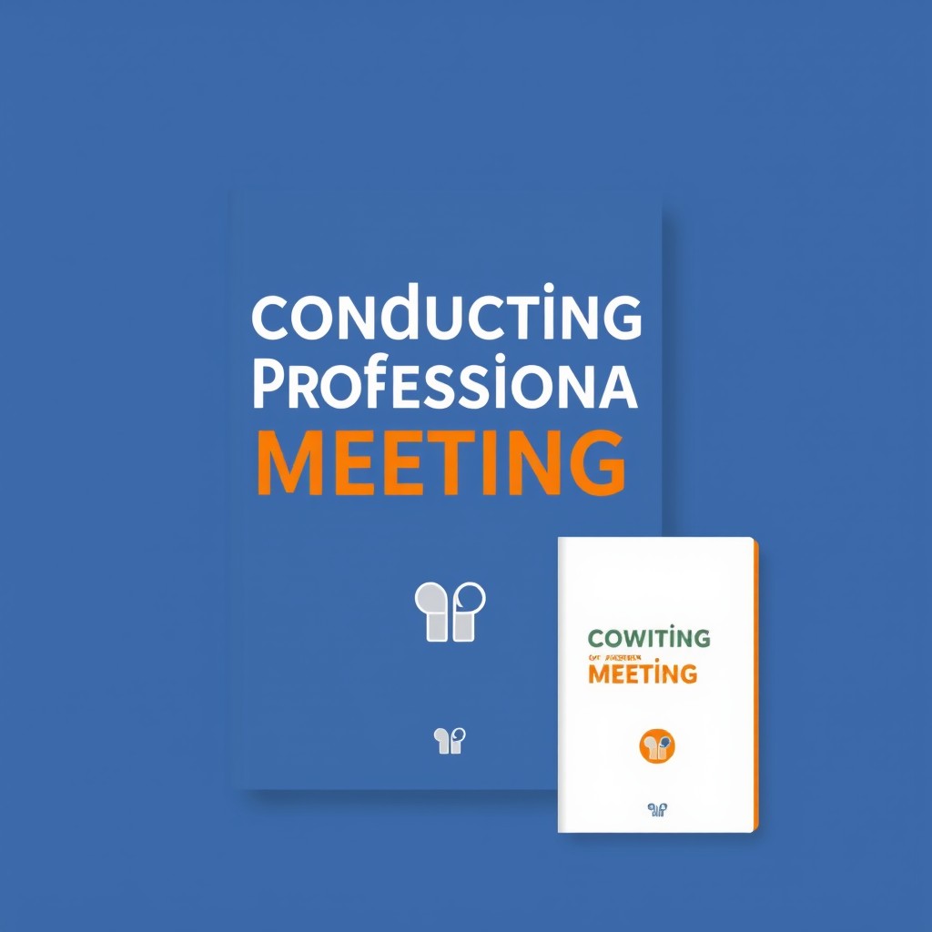 A minimalist and professional ebook cover design for a book about conducting professional meetings, inspired by management manuals
