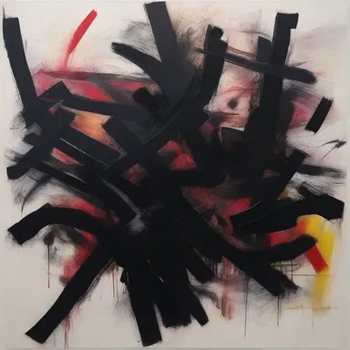 The artist expressed his frustration and orneriness through the use of dark, chaotic strokes in his painting.