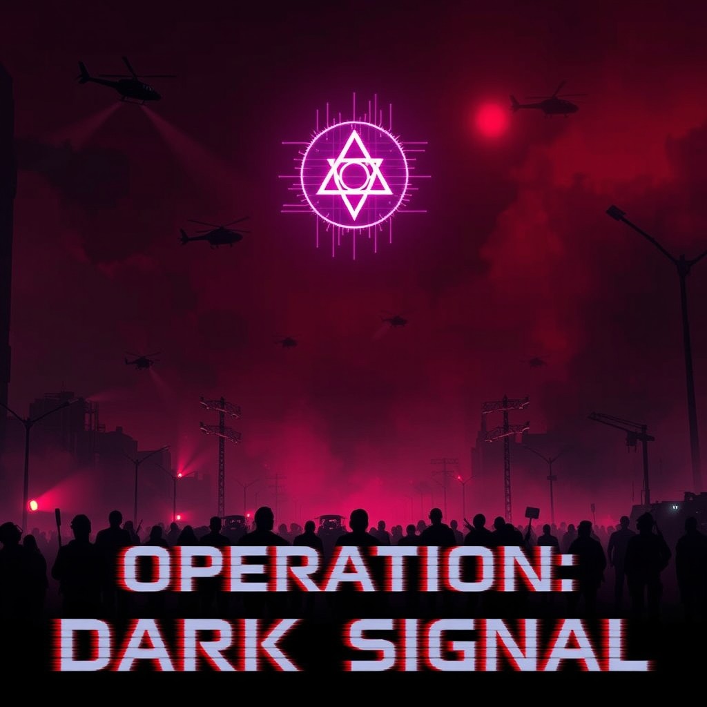 A powerful, dystopian thumbnail for a video titled “Operation: Dark Signal