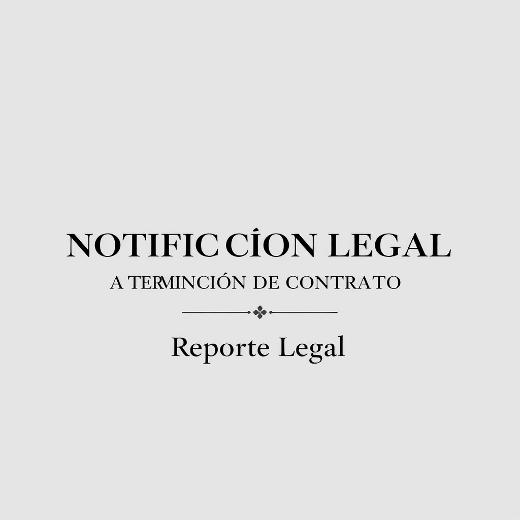 A professional and formal cover page for a report titled 'NOTIFICACION LEGAL A INQUILINO TERMINACION DE CONTRATO'