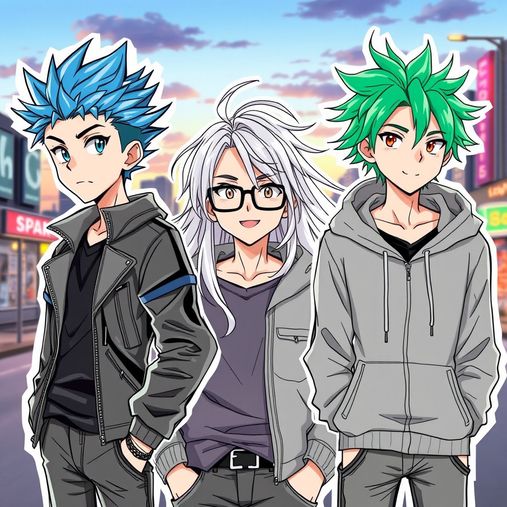 A collection of cool anime boy sketches featuring various styles and poses