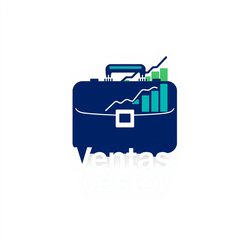 A modern and professional logo design for a sales manager, incorporating elements like a sleek briefcase, a rising graph or sales chart, and a confident silhouette of a business person