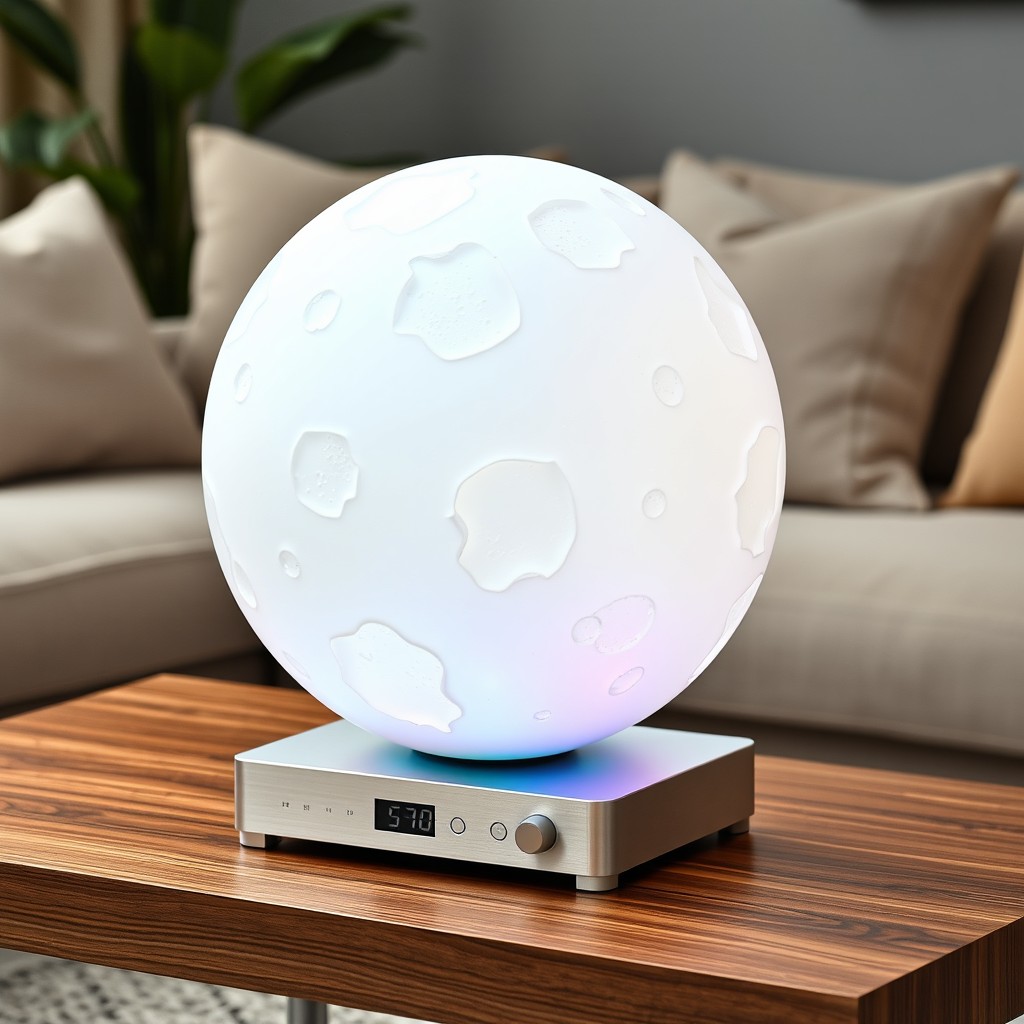 A modern Moon-shaped speaker designed for high-quality sound
