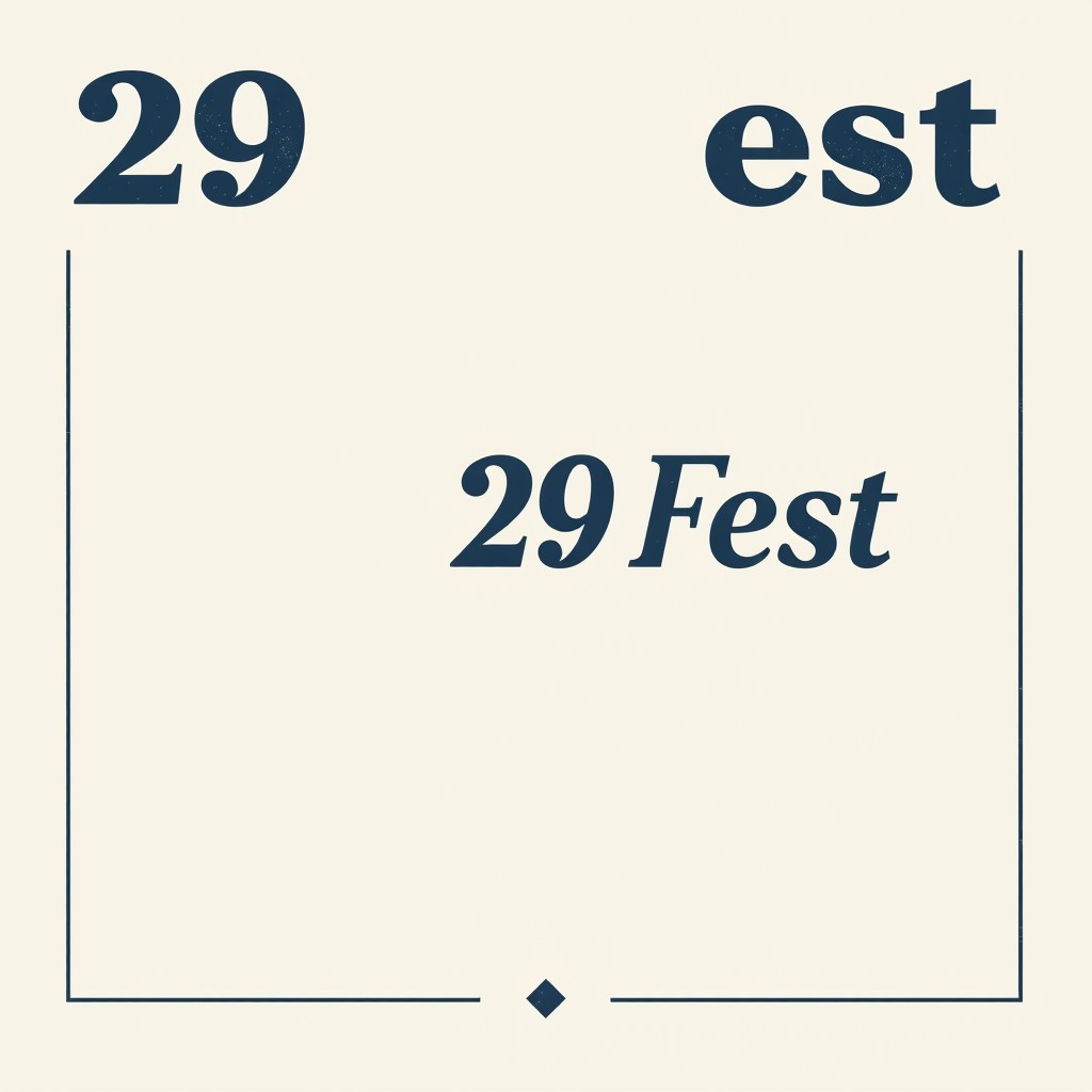A minimalist festival poster for '29 Fest' that beautifully combines modern and vintage design elements