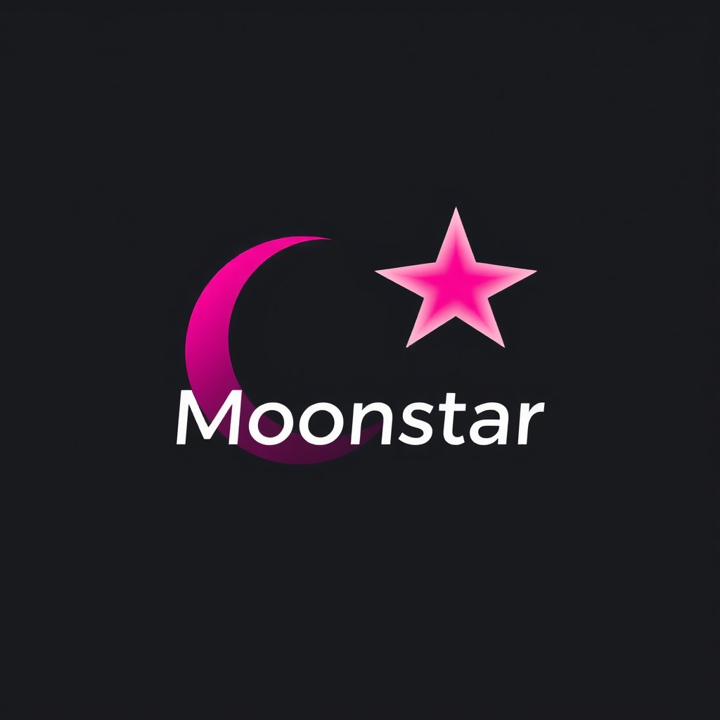 A dynamic and eye-catching logo for 'Moonstar', incorporating a stylized crescent moon alongside a vibrant five-pointed star, designed in a modern and sleek aesthetic