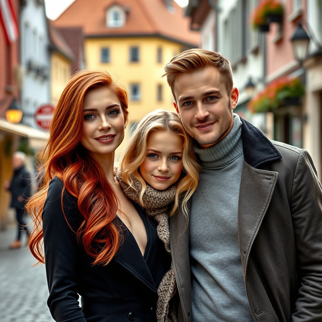 A highly realistic image of an attractive German family in Rosenheim