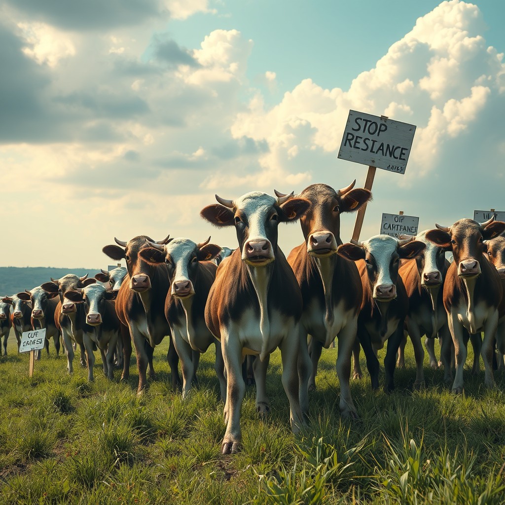 In a dystopian future set in 2045, a herd of extremely intelligent cows emerges after being mutated by cosmic radiation
