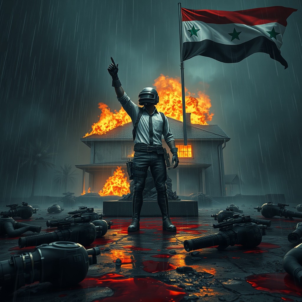 A victorious solo player in a rare 'Ghille Suit' stands proudly in front of a broken victory statue, showcasing a triumphant pose