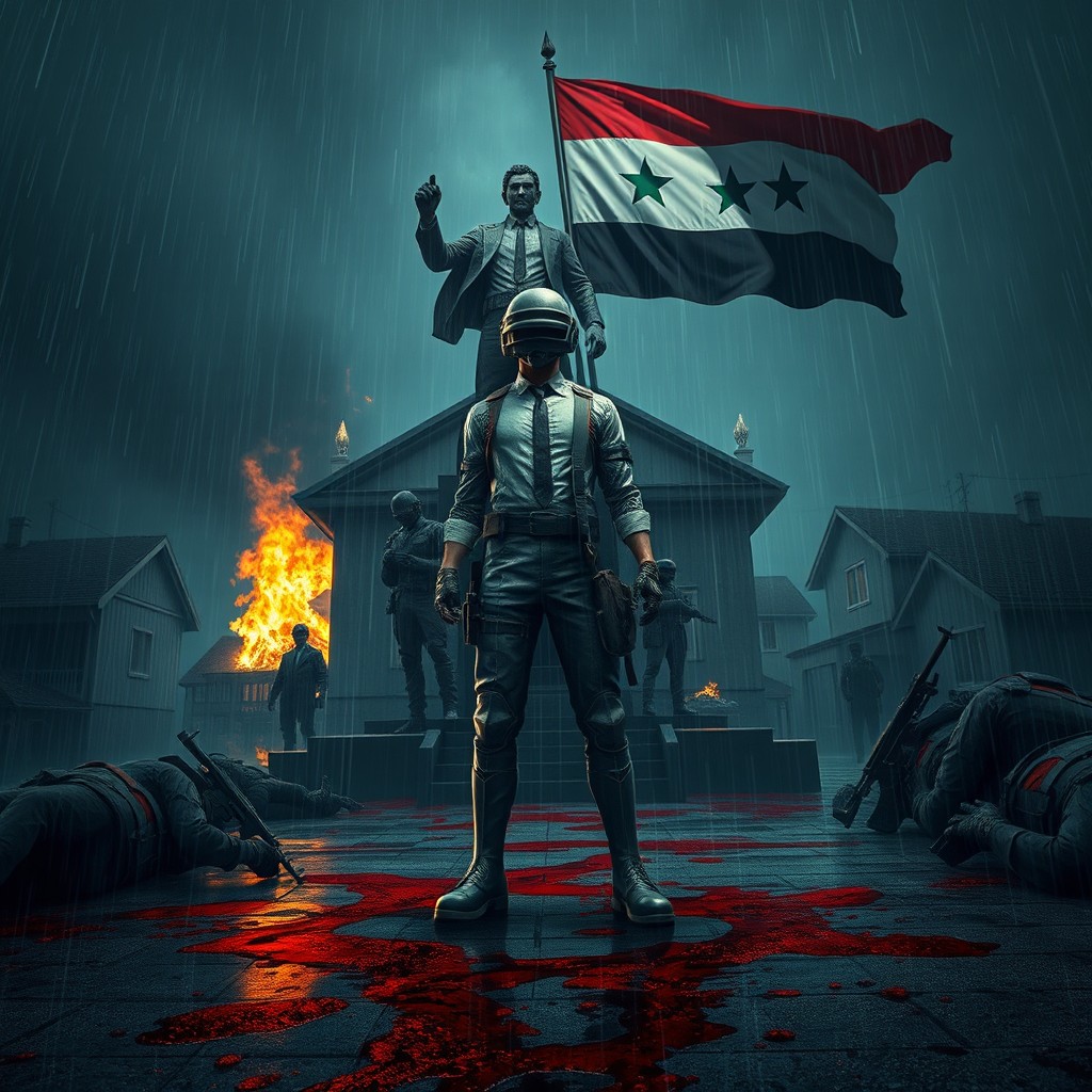 A victorious solo player in a rare 'Ghille Suit' stands proudly in front of a broken victory statue, with an expression of triumph