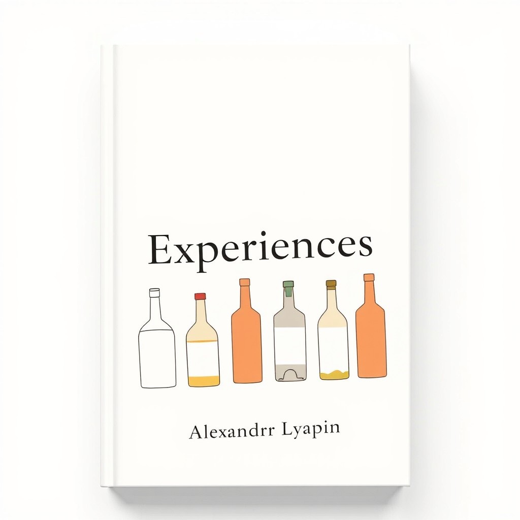 A minimalistic book cover design for a book titled 'Experiences' by Alexandr Lyapin