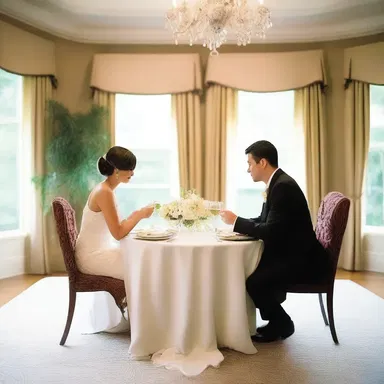 The couple enjoyed a romantic dinner at an off-centered table, which allowed them to have a more intimate setting.