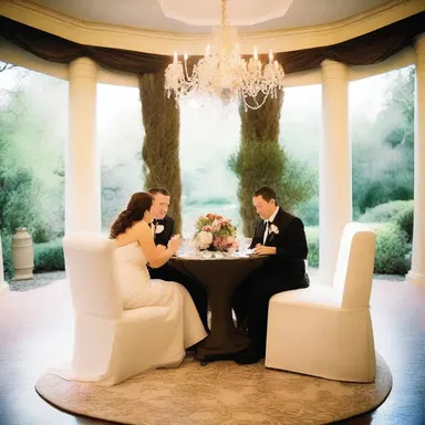 The couple enjoyed a romantic dinner at an off-centered table, which allowed them to have a more intimate setting.
