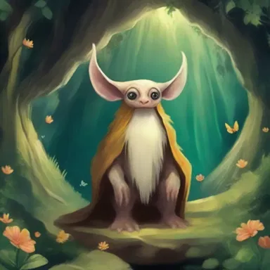 The fantastical creature lived in an off-centered cave hidden deep within the enchanted forest.