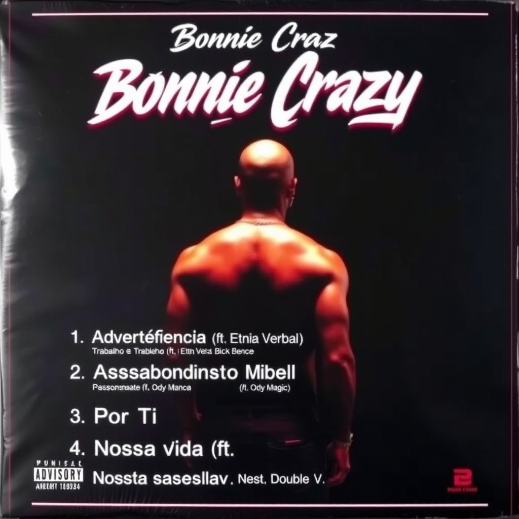 A vibrant album cover featuring a bald Black rapper standing with his back turned to the viewer, set against a dark background to enhance the focus on him and the text