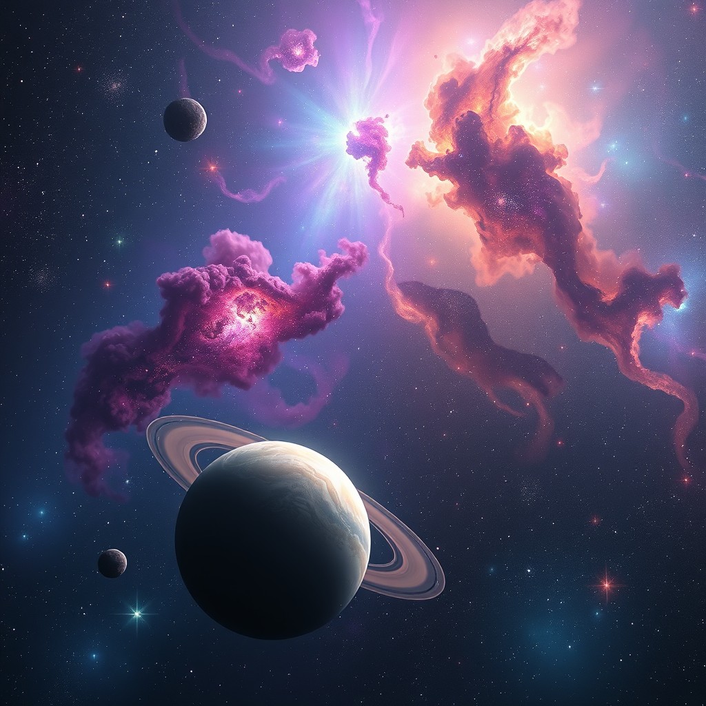 A breathtaking view of outer space showcasing a vibrant starfield filled with colorful nebulae, distant galaxies, and sparkling stars