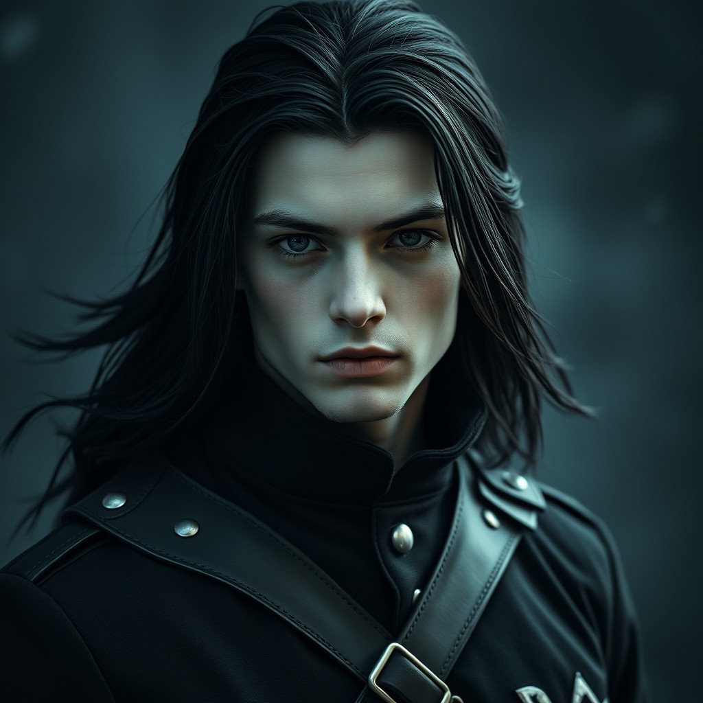 A cinematic photograph featuring a young man dressed in a Jäger uniform, showcasing intricate details of the uniform