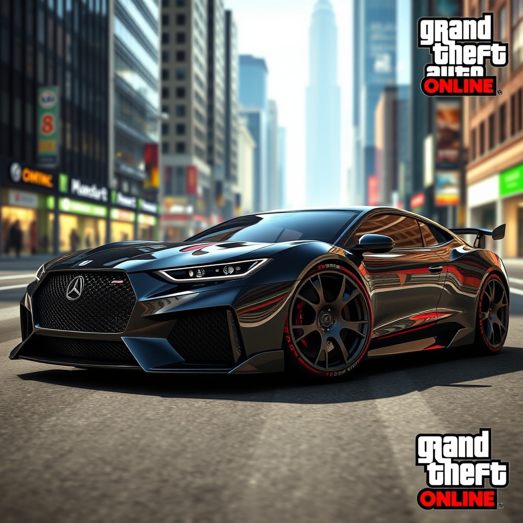 A detailed depiction of the 2013 Declasse Vigero VL1 from Grand Theft Auto Online, showcasing its sporty and sleek design